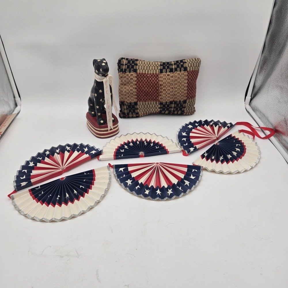 Lot Of USA July‎ 4TH ITEMS Toyo American Pride Dog Small Vtg Pillow Banner